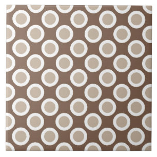 Retro circled dots, shades of taupe tan ceramic tile