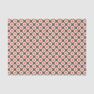 Retro circled dots, taupe and coral pink tissue paper