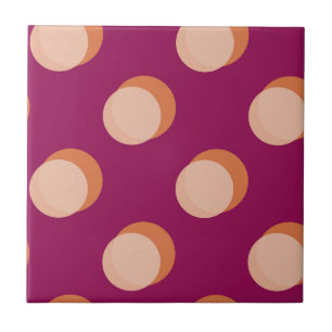 Retro Circles and Shadows Bold Pattern Purple Ceramic Tile