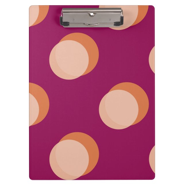 Retro Circles and Shadows Bold Pattern Purple Clipboard (Front)