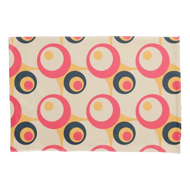 Retro Circles Artistic Abstract Pattern Pillowcase (Front)