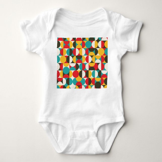 Retro Circles: Colourful Hipster Pattern. Baby Bodysuit (Front)