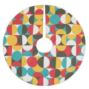 Retro Circles: Colourful Hipster Pattern. Brushed Polyester Tree Skirt