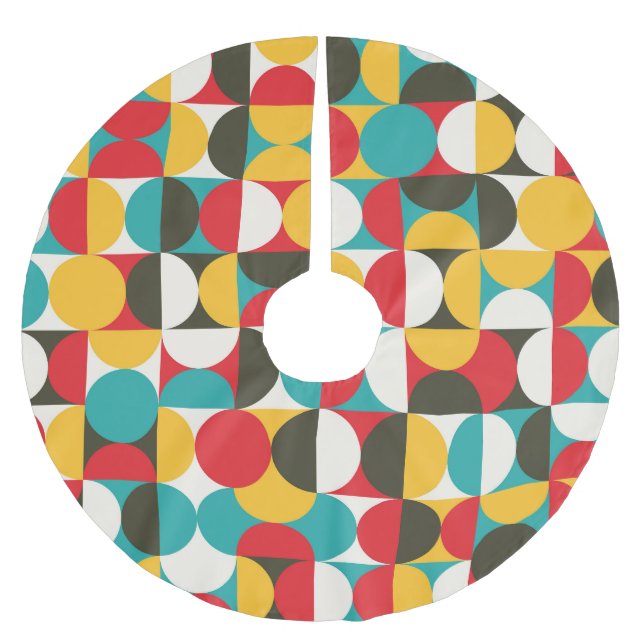 Retro Circles: Colourful Hipster Pattern. Brushed Polyester Tree Skirt (Front)