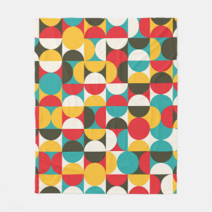 Retro Circles: Colourful Hipster Pattern. Fleece Blanket