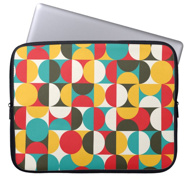 Retro Circles: Colourful Hipster Pattern. Laptop Sleeve (Front)