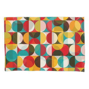 Retro Circles: Colourful Hipster Pattern. Pillowcase