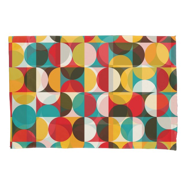 Retro Circles: Colourful Hipster Pattern. Pillowcase (Front)