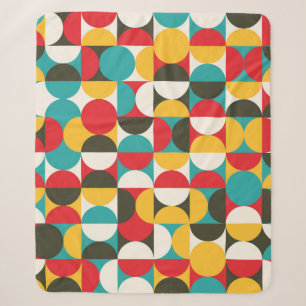 Retro Circles: Colourful Hipster Pattern. Sherpa Blanket