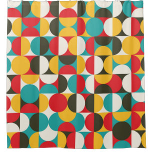 Retro Circles: Colourful Hipster Pattern. Shower Curtain