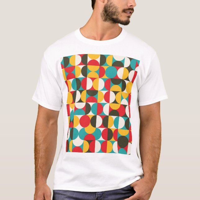 Retro Circles: Colourful Hipster Pattern. T-Shirt (Front)