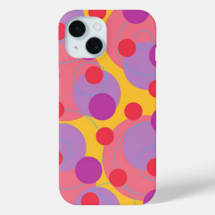 Retro Circles Dots Blackberry Purple Funky Groovy iPhone 15 Case