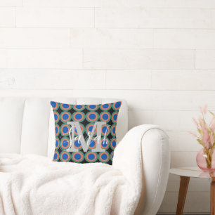 Retro Circles Geometric Monogram Name Cushion