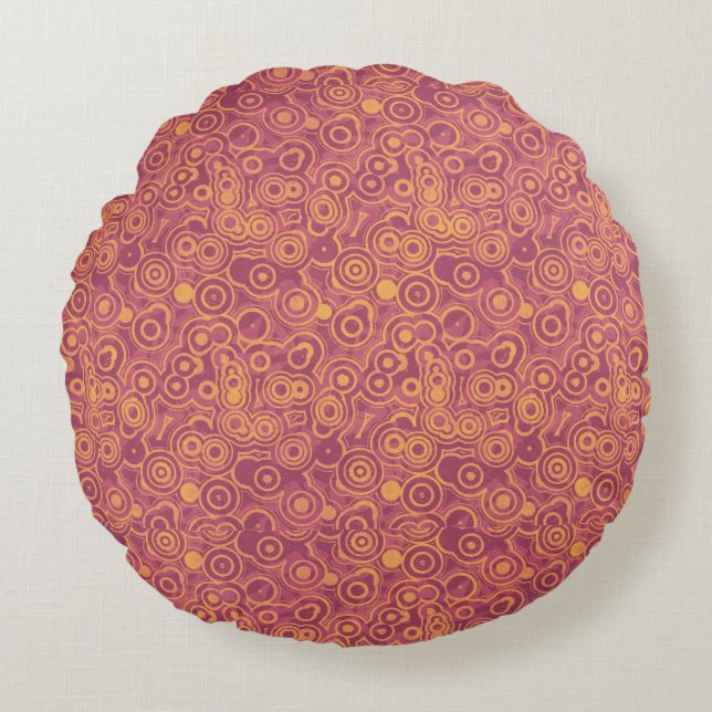 Retro Circles Grunge Pattern Round Cushion (Front)
