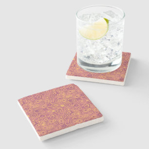 Retro Circles Grunge Pattern Stone Coaster