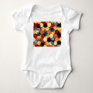 Retro circles, grunge texture seamless pattern. baby bodysuit