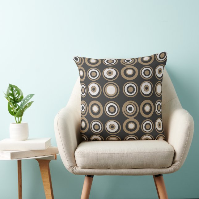 Retro Circles Neutral Brown Cushion (Chair)