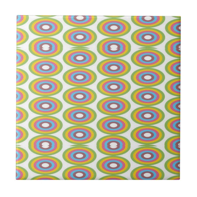Retro circles pattern ceramic tile (Front)
