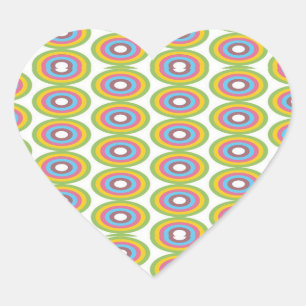 Retro circles pattern heart sticker
