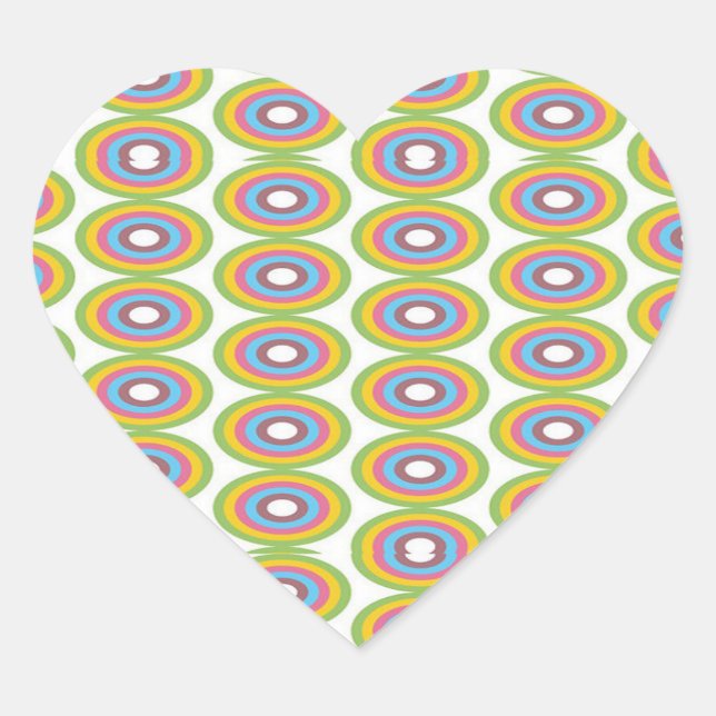 Retro circles pattern heart sticker (Front)