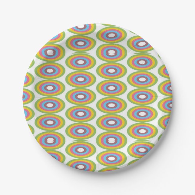 Retro circles pattern paper plate (Front)