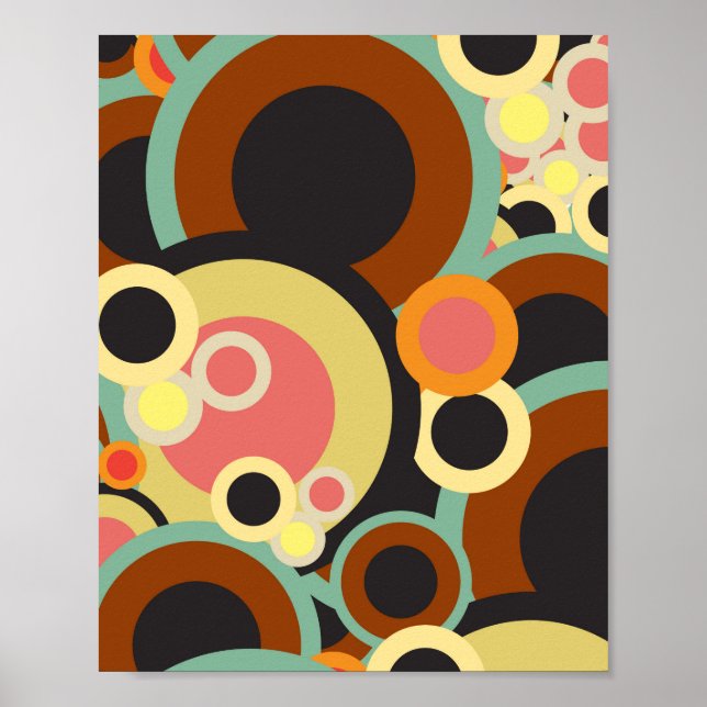 Retro circles pattern / Retro colour pallete Poster (Front)
