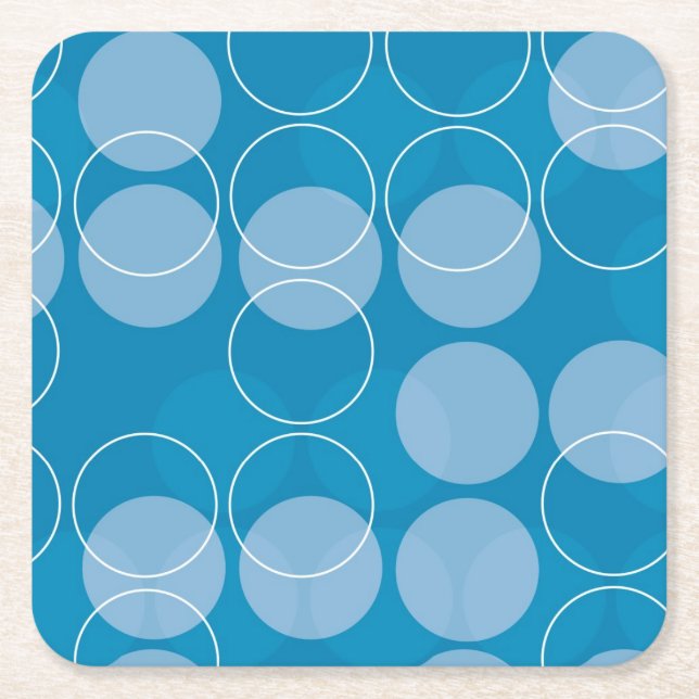 Retro circles square paper coaster (Front)
