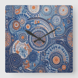 Retro circles square wall clock