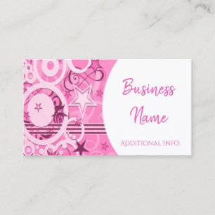 Retro Circles & Stars Pink Business Card 4