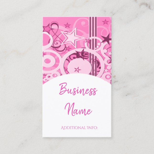 Retro Circles & Stars Pink Business Card 5 (Front)