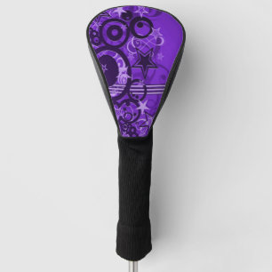 Retro Circles & Stars Purple Golf Head Cover