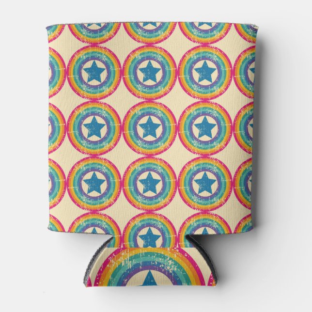 Retro Circles Stars: Seamless Texture. Can Cooler (Front)