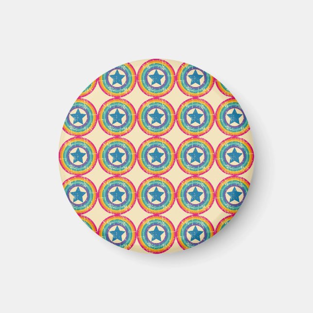 Retro Circles Stars: Seamless Texture. Magnet (Front)