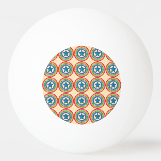 Retro Circles Stars: Seamless Texture. Ping Pong Ball (Front)