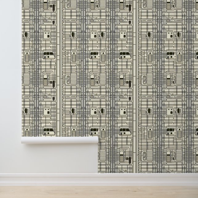 Retro Circuit Board: Vintage Tech Pattern  Wallpaper (Application)