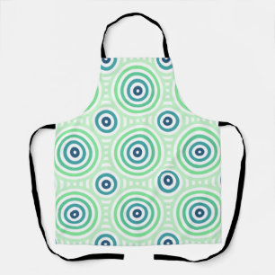 Retro Circular Geometric Pattern in Green & Blue Apron