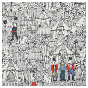 retro circus bw col fabric
