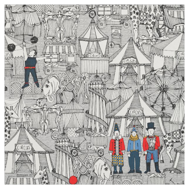 retro circus bw col fabric (Swatch)