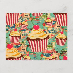 Retro Circus Cupcakes Postcard
