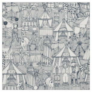retro circus indigo ivory fabric