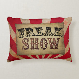 Retro Circus Poster Freak Show  Decorative Cushion