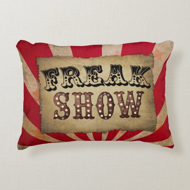 Retro Circus Poster Freak Show  Decorative Cushion (Front)
