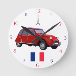 Retro Citroen 2CV Wall Clock. Round Clock