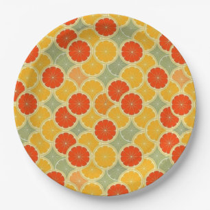 Retro Citrus Fruit Cheerful Paper Plate