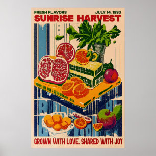 Retro Citrus Fruit Market Art Print Sunrise