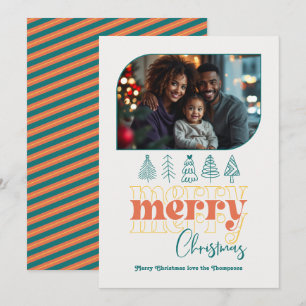 Retro Citrus Pop Modern Doodle Christmas Photo Holiday Card
