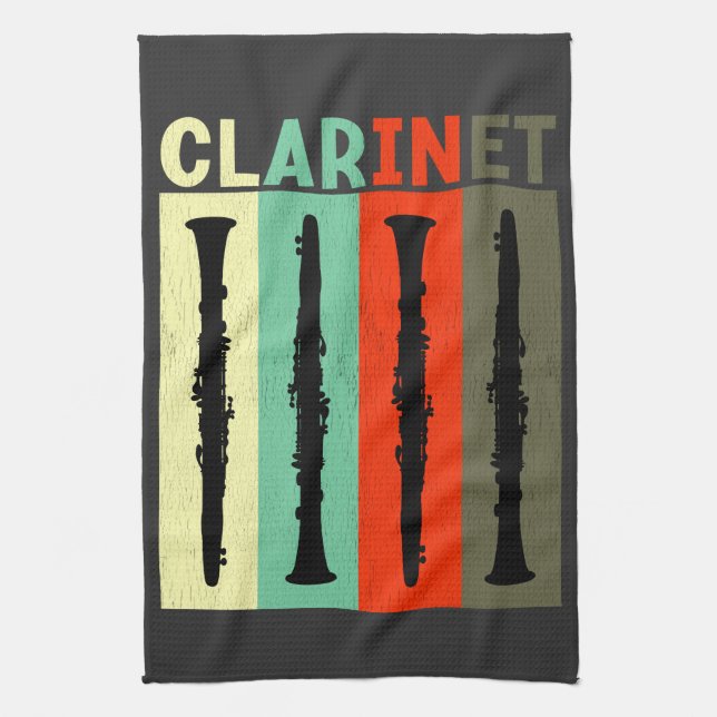 Retro Clarinet Tea Towel (Vertical)
