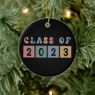 Retro Class of 2023 School College graduation Gift Ceramic Ornament