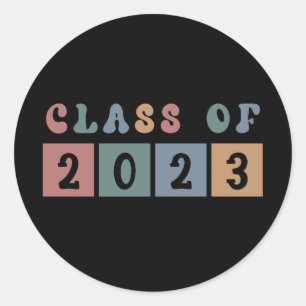 Retro Class of 2023 School College graduation Gift Classic Round Sticker