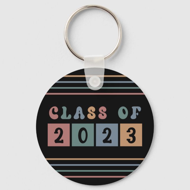 Retro Class of 2023 School College graduation Gift Key Ring (Front)